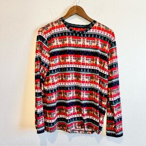 Chelsea Peers Womens Pajama Set L 14 Reindeer Christmas PJs Recycled Cozy Soft